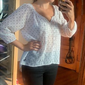 Abercrombie & Fitch White Polka Dot Sheer Blouse